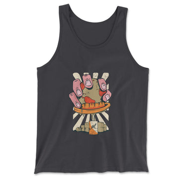 Planet Oil Squeezer Men/Unisex Tank in Dark Grey color